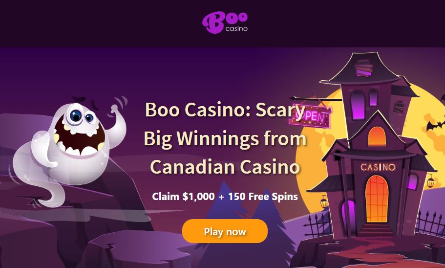Claim welcome bonus at Boo Casino homepage