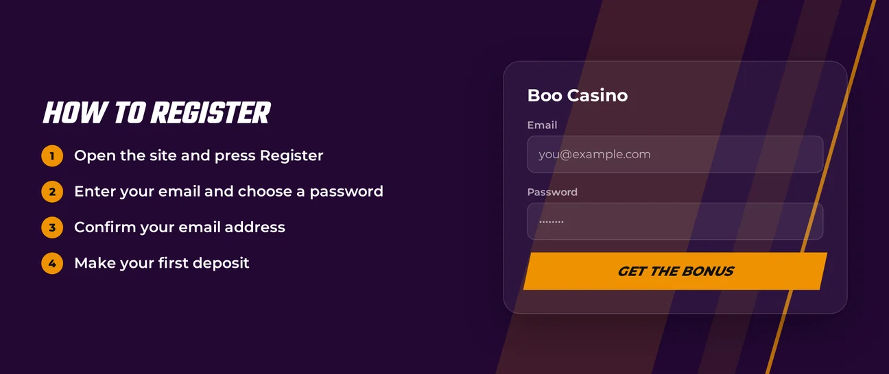 How to register at Boo Casino before claiming the welcome bonus