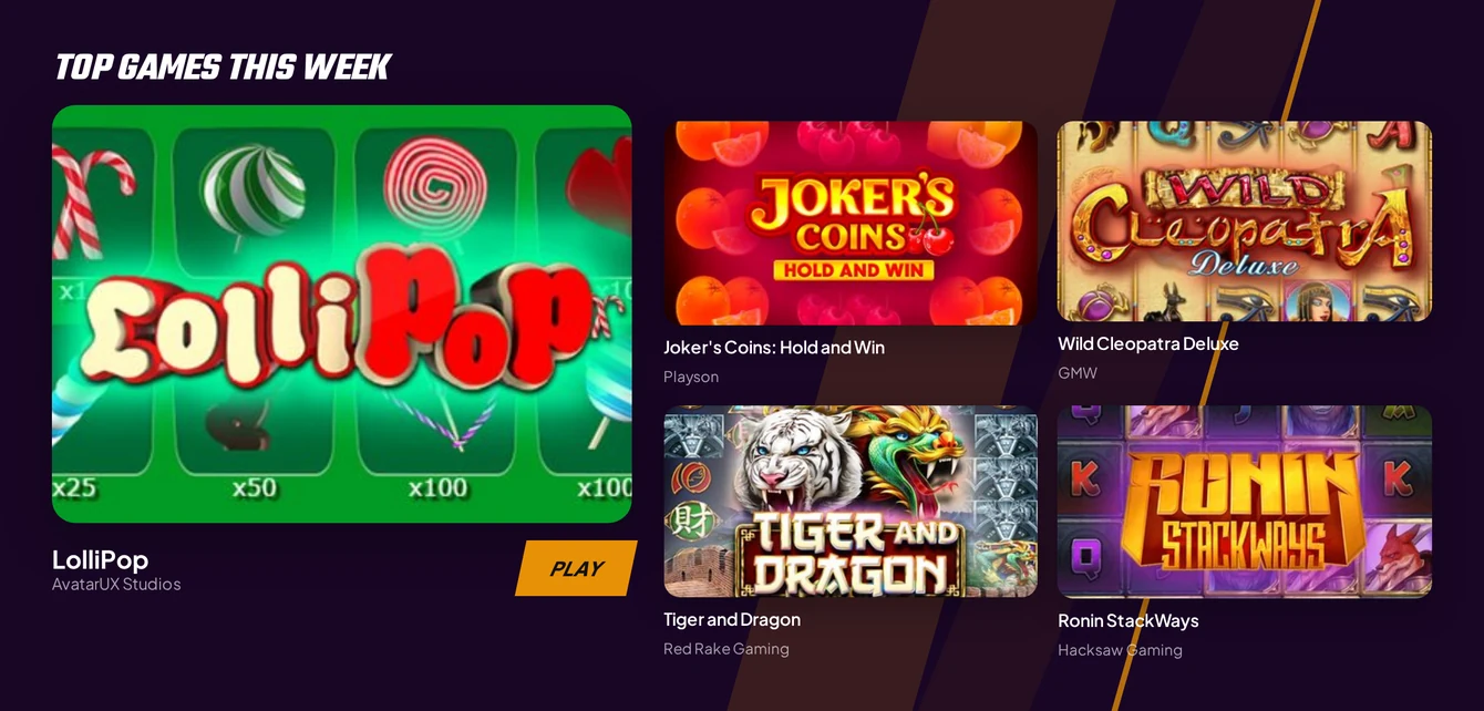 Top games this week in the Boo Casino lobby