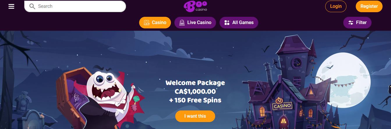 Join Boo Casino welcome package worth thousand dollars plus free spins